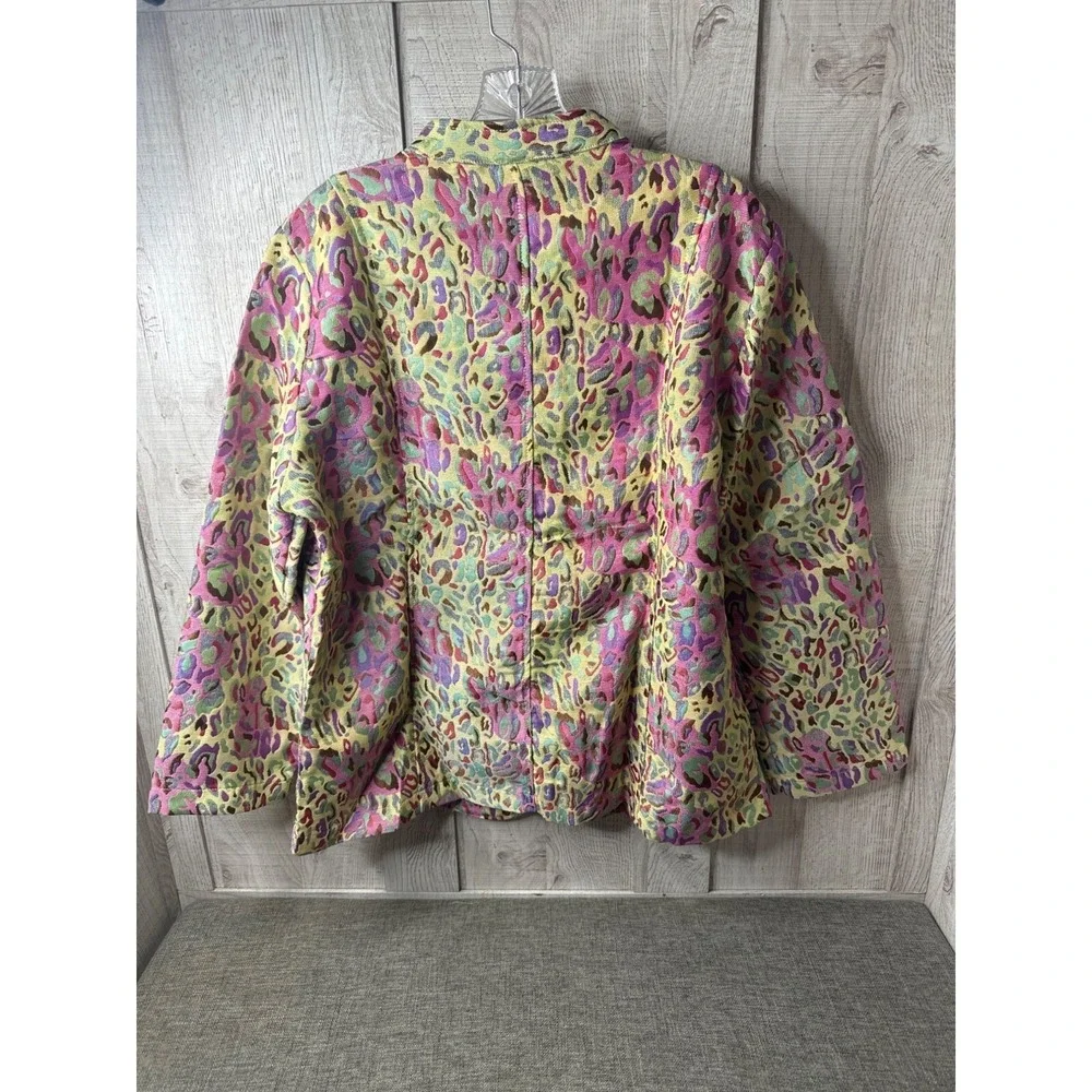 Tudor Court Womens Jacket L Decorative Buttons Vibrant Multicolor Spring Easter - Picture 2 of 9
